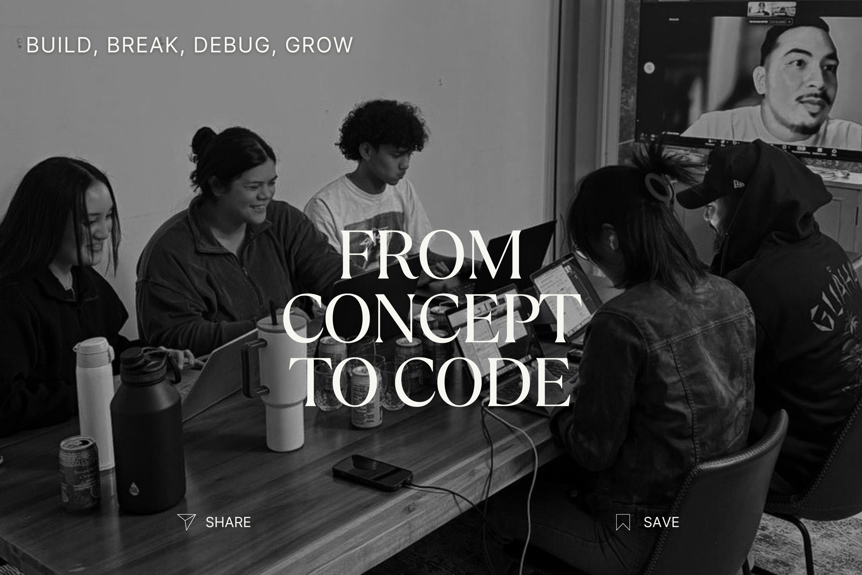 Code School of Guam students learning together during an in-person class session